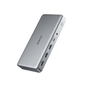 Anker 563 USB-C Docking Station 10-in-1 with multiple ports for charging and connectivity, shown connected to a laptop.