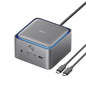 Anker Prime TB5 Docking Station with 14 ports, displaying connected cables and sleek black design for high-speed Thunderbolt 5 data transfer
