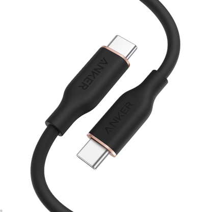 Anker 643 USB-C to USB-C silicone charging cable, designed for fast, durable power transfer with a sleek flow design.