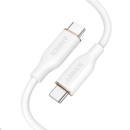 Anker 643 USB-C to USB-C charging cable with silicone coating, designed for fast, reliable device charging.