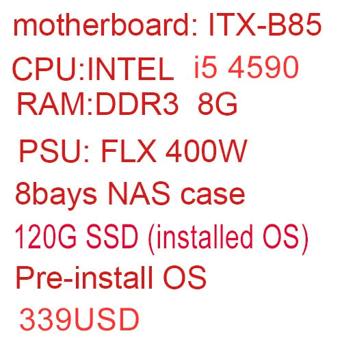 High Quality 8-Bay Aluminum NAS 3.5" SATA HDD Hot-Swap Ethernet Premium Mini-ITX Cloud Storage Server Case Motherboard Psu Ram