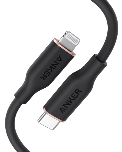 Anker 641 USB-C to Lightning charging cable with silicone insulation, designed for fast and reliable device charging.