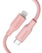 Anker 641 USB-C to Lightning Cable, 3 ft silicone flow design, showing the flexible, durable cable connected to a device.
