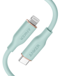 Anker 641 USB-C to Lightning Cable, 3 ft silicone cable with Flow design, shown with connector ends and flexible silicone material.