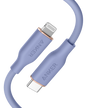 Anker 641 USB-C to Lightning cable in flow design, 3 feet silicone-coated, with a close-up of the cable's connectors.