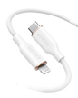 Anker 641 USB-C to Lightning cable in flow silicone design, 3 feet long, shown coiled with connectors visible.