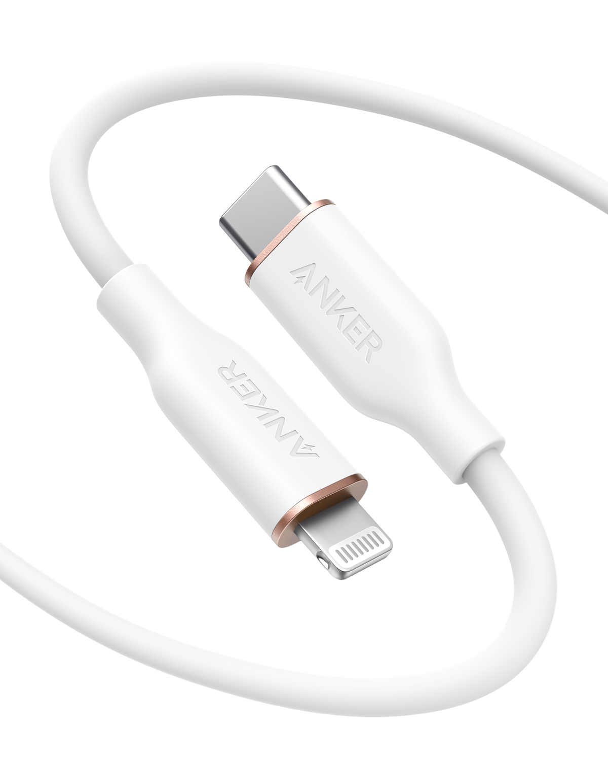 Anker 641 USB-C to Lightning silicone charging cable, durable and flexible, designed for fast charging of Apple devices.