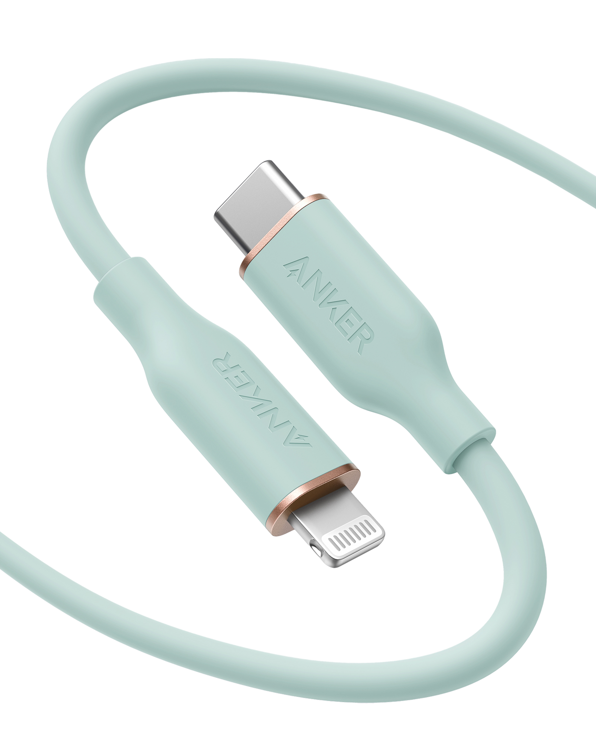 Anker 641 USB-C to Lightning charging cable with silicone coating, designed for fast and reliable device charging.