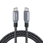 Anker Prime USB-C to USB-C cable with upcycled braided design, 240W power capacity, shown against a plain background.