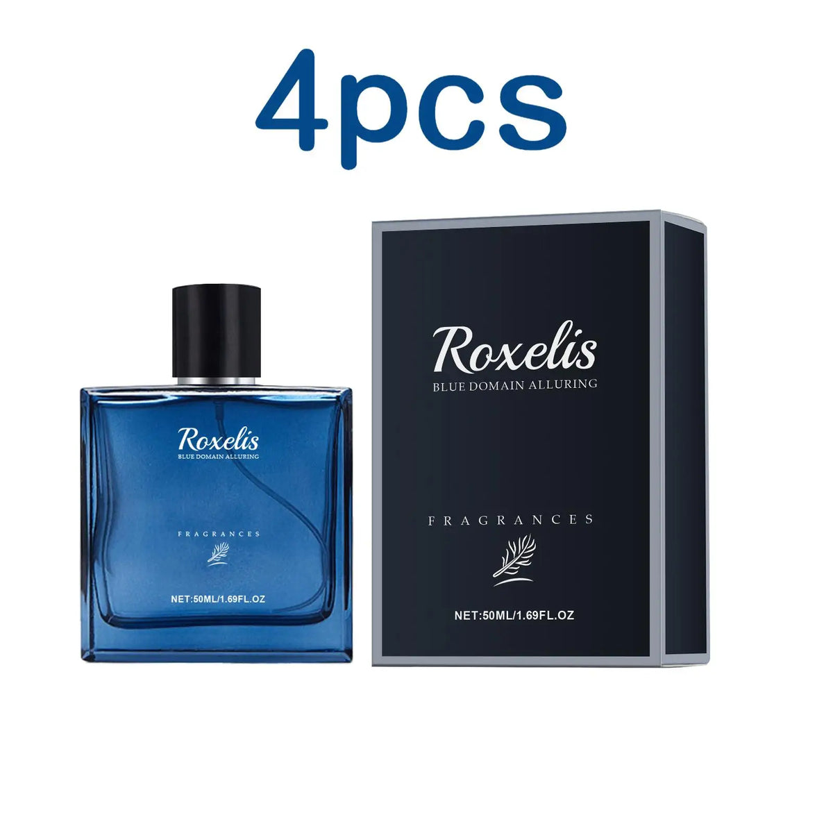 Blushimmer Roxelis 50ml men's charmig cologne spray with blue bottle, romantic fragrance, lasting scent, pheromones, ideal for dating.