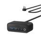 Anker 525 charging station with multiple USB ports for charging devices, sleek black design, and compact form.