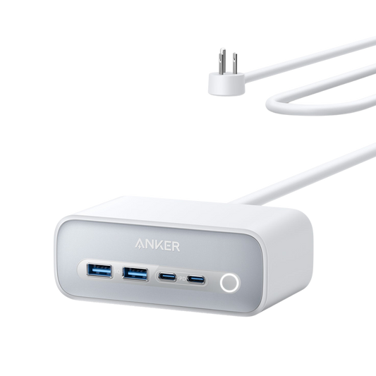 Anker 525 charging station with multiple USB ports and sleek design, perfect for charging multiple devices efficiently.