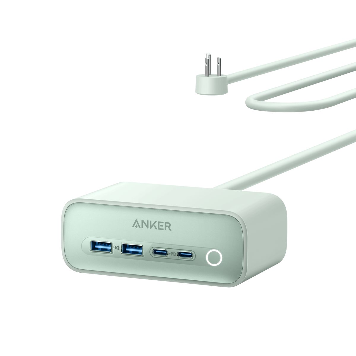 Anker 525 charging station with multiple USB ports for fast device charging, shown in a sleek, modern design.
