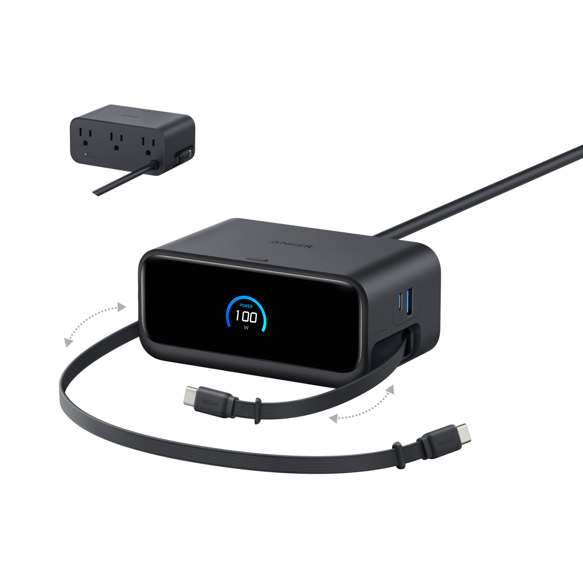 Anker Nano 7-in-1 100W charging station with multiple ports and sleek design for fast device charging.