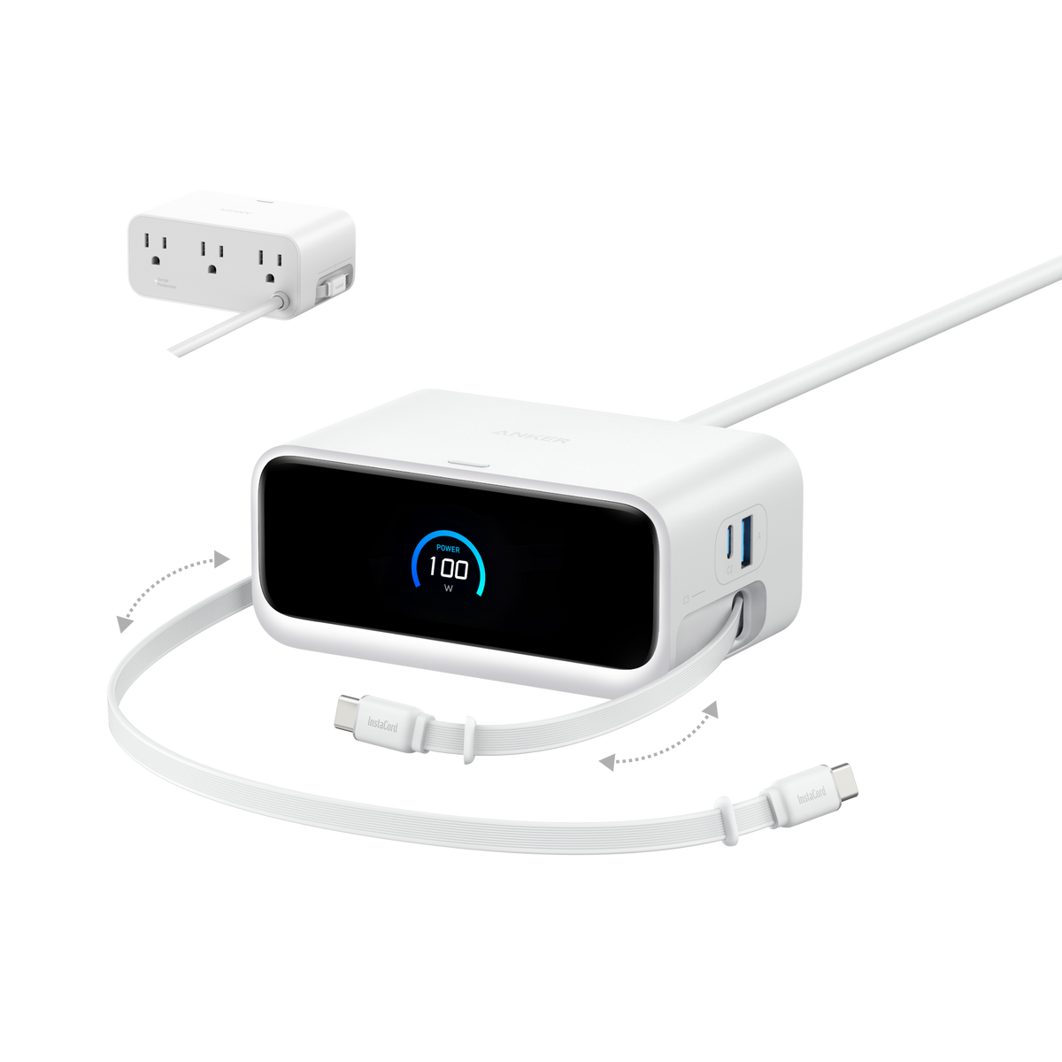 Anker Nano 7-in-1 100W charging station with multiple ports and sleek design for fast device charging.