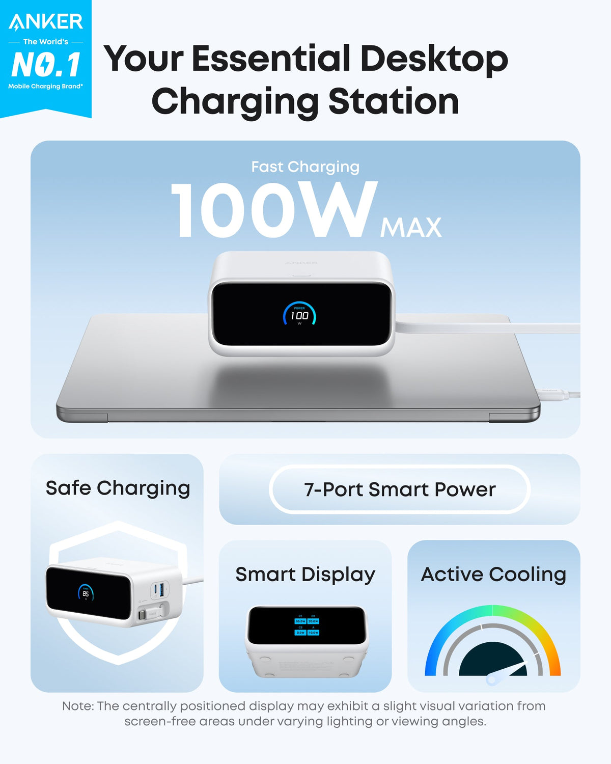 Anker Nano 7-in-1 100W charging station with multiple ports and sleek design, ideal for fast device charging and organization.