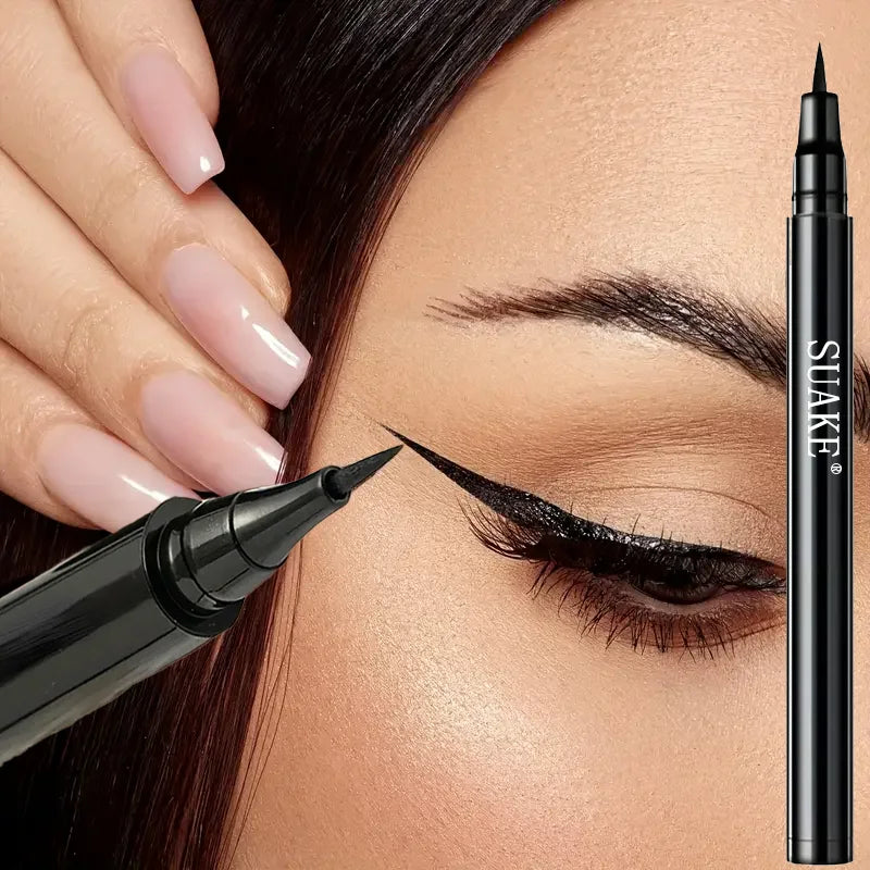 Blushimmer waterproof eyeliner in black, sweat-proof and smudge-proof, applying smoothly for a natural look.