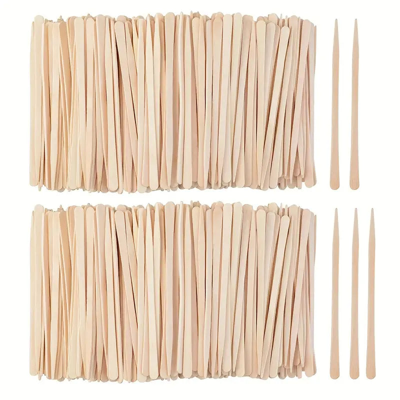 200 Pcs Wooden Eyebrow Wax Sticks Applicator Tongue Depressors for Precise Hair Removal