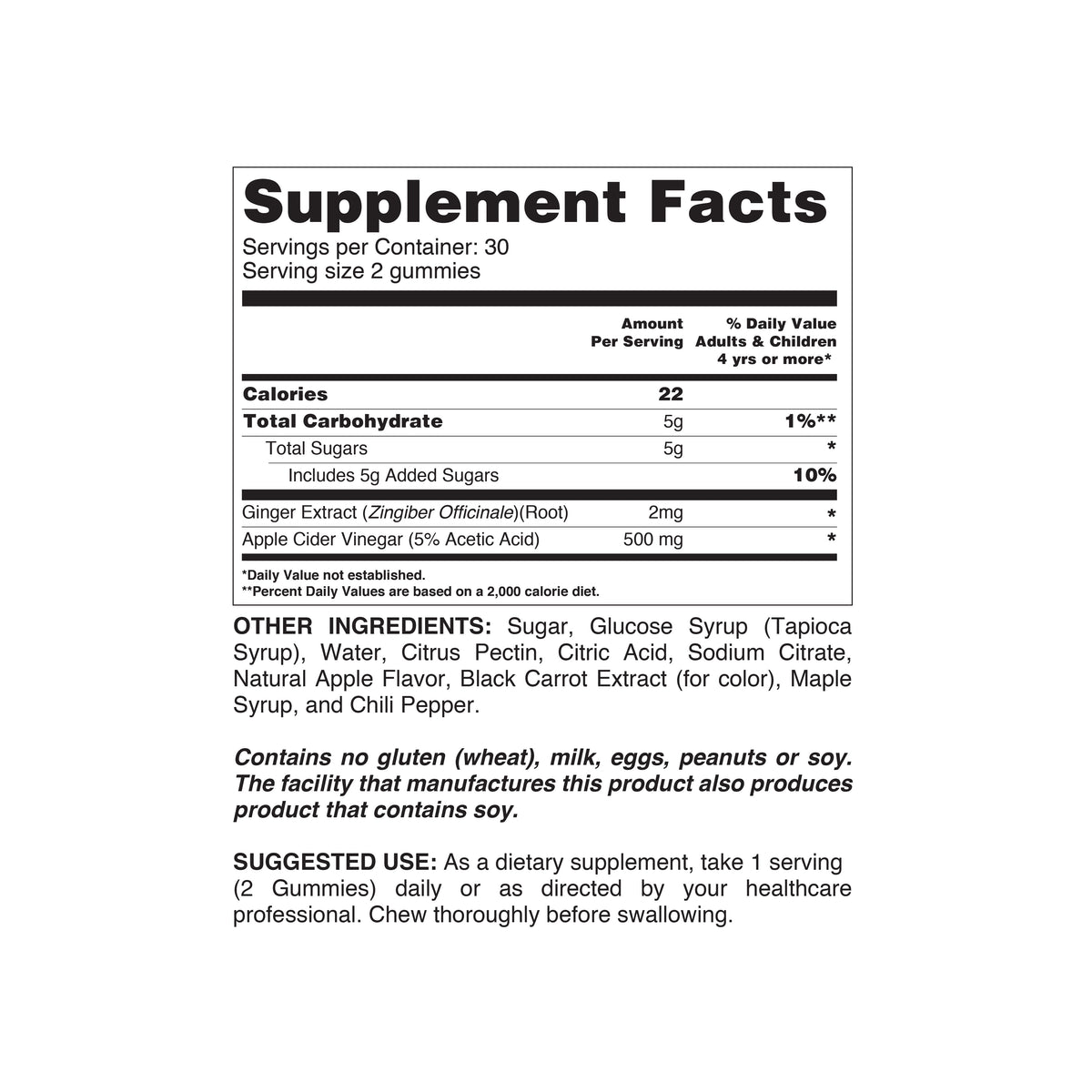 Bottle of Your Label apple cider vinegar with red apples, featuring tapioca ingredients, shown in ACV-03.jpg.