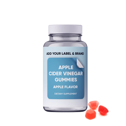 Red apple-flavored apple cider vinegar in a tapioca form from Your Label, showcasing the product with a focus on the apple and tapioca texture.