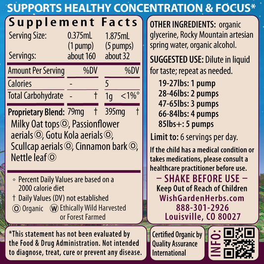Kids taking Attention Ally by WishGarden Herbs, a natural focus support supplement for children with herbal ingredients.