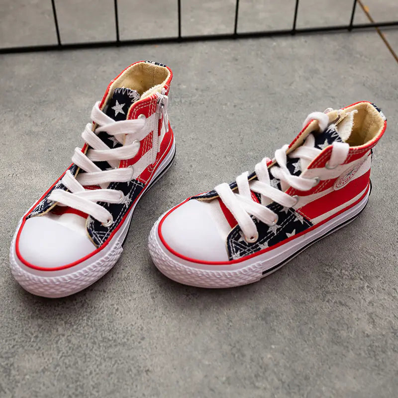 Boys' High-Top Canvas Shoes for Ages 7-12, Comfortable