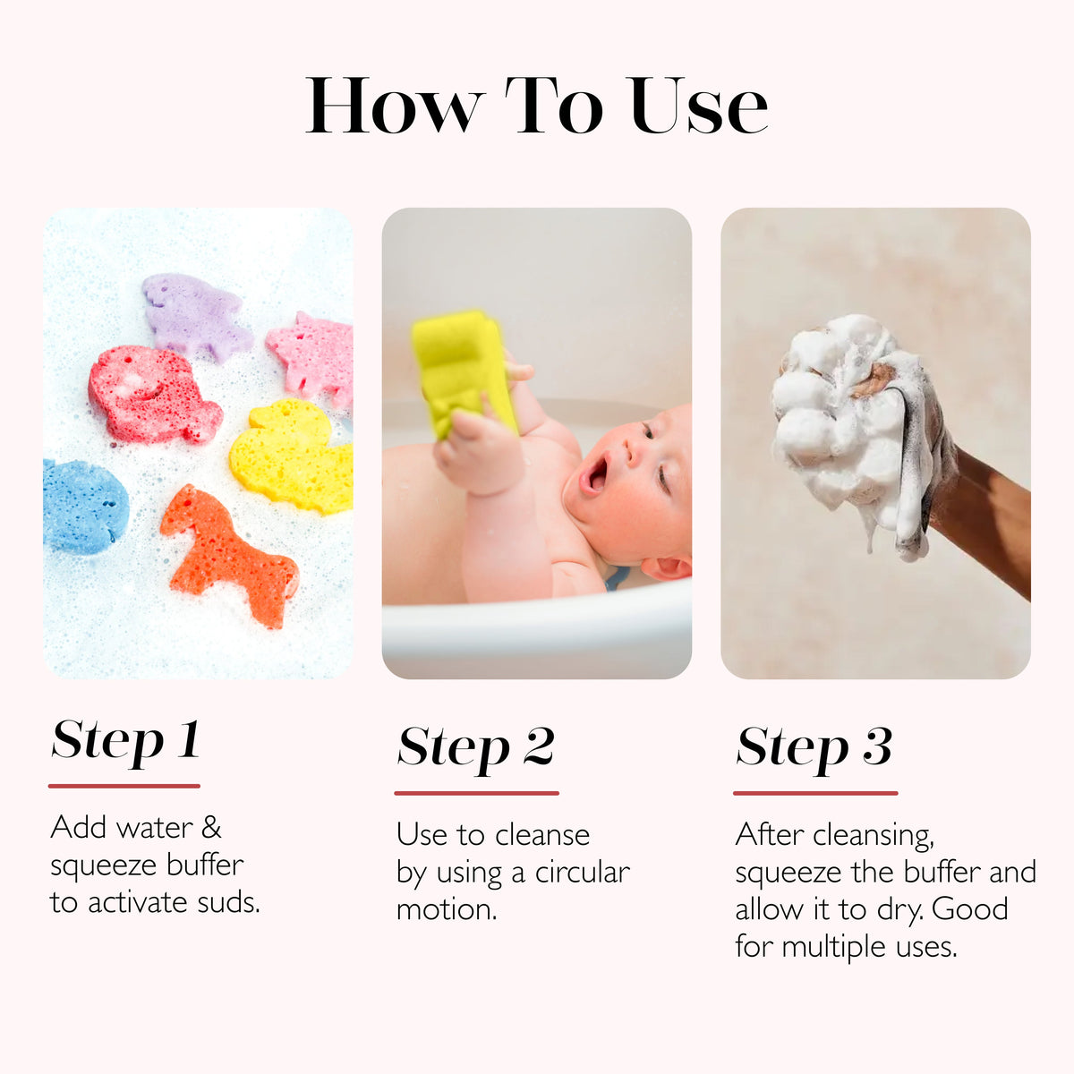 Spongellé Eco Animals Kids Frog Body Wash Infused Buffer with colorful frog design and textured surface for gentle cleansing.