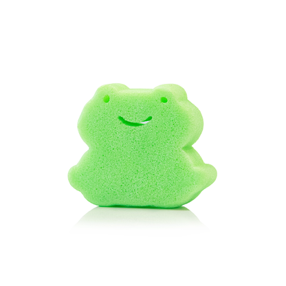 Spongellé Eco Animals Kids Frog body wash-infused buffer with colorful, playful frog design for gentle cleansing.