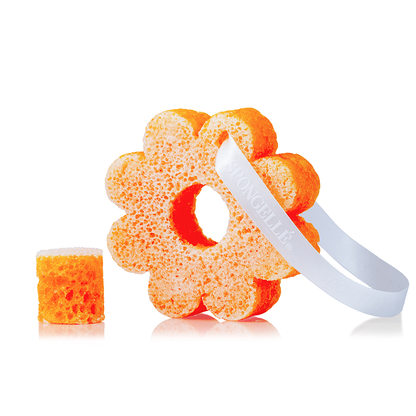 Spongellé Pikake Hawaiian Body Wash Infused Buffer with floral design and textured surface for gentle exfoliation and fragrant cleansing