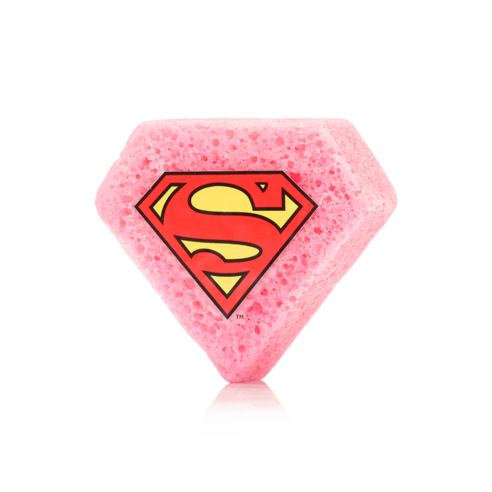 Supergirl™ Berry Body Buffer by Spongellé, a DC superhero body wash infused buffer with berry scent and vibrant purple design.