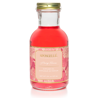 Spongellé Peony Flower Diffuser Oil from Private Reserve Collection, showcasing a elegant home fragrance bottle with peony floral design