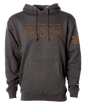 Off The Grid Surplus fleece train hoodie featuring a graphic design on asphalt-colored fabric.