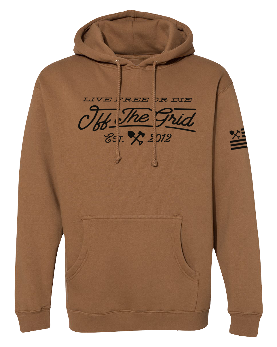 Off The Grid Surplus Train Hoodie in fleece, featuring a detailed train design on the front.