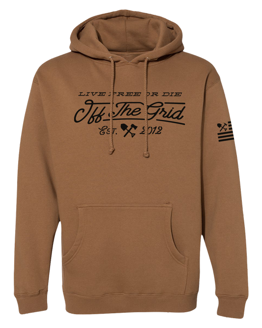 Off The Grid Surplus Train Hoodie in fleece, featuring a detailed train design on the front.
