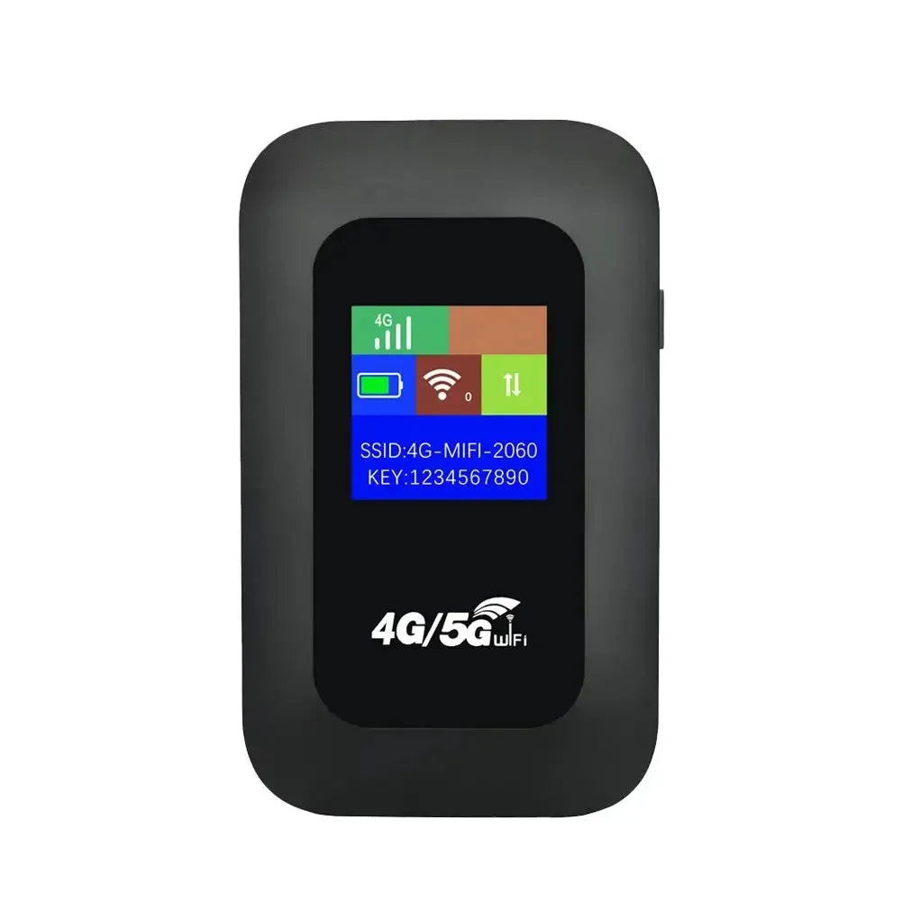 4G LTE mobile router by SFORGE with SIM slot, portable WiFi access point, compact design, and rechargeable battery.