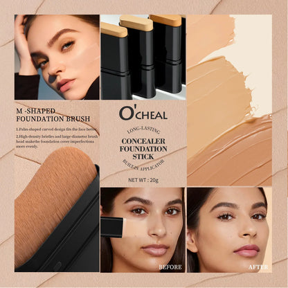 Blushimmer O'cheal two-in-one concealer and foundation stick with waterproof matte finish, ideal for contouring and facial coverage.