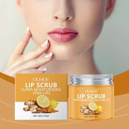Blushimmer Ouhoe 50g turmeric lip scrub with natural exfoliants, moisturizing, nourishing, and anti-crack lip care for smooth lips