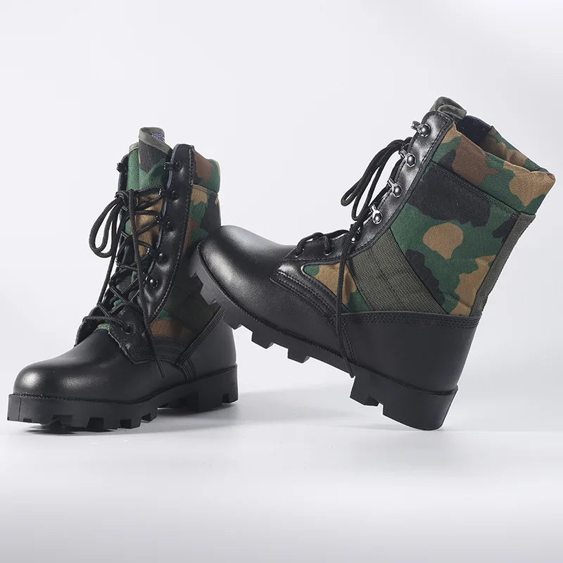 Tactical Boots Men Training Special High-Top Shoes Outdoor Shock-Absorbing Hard-Soled High-Waist Hiking Shoes