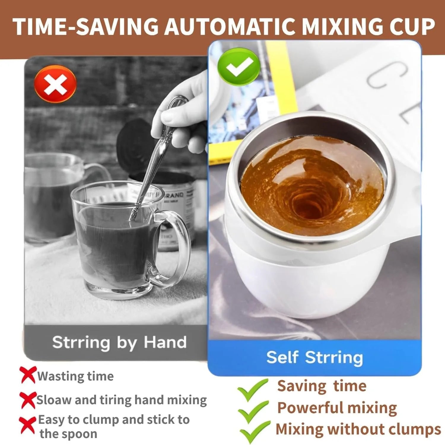 Self Stirring Coffee Mug Automatic Magnetic Stirring Cup Rechargeable Stainless Steel Electric Mug for Coffee Tea Milk Hot Drink
