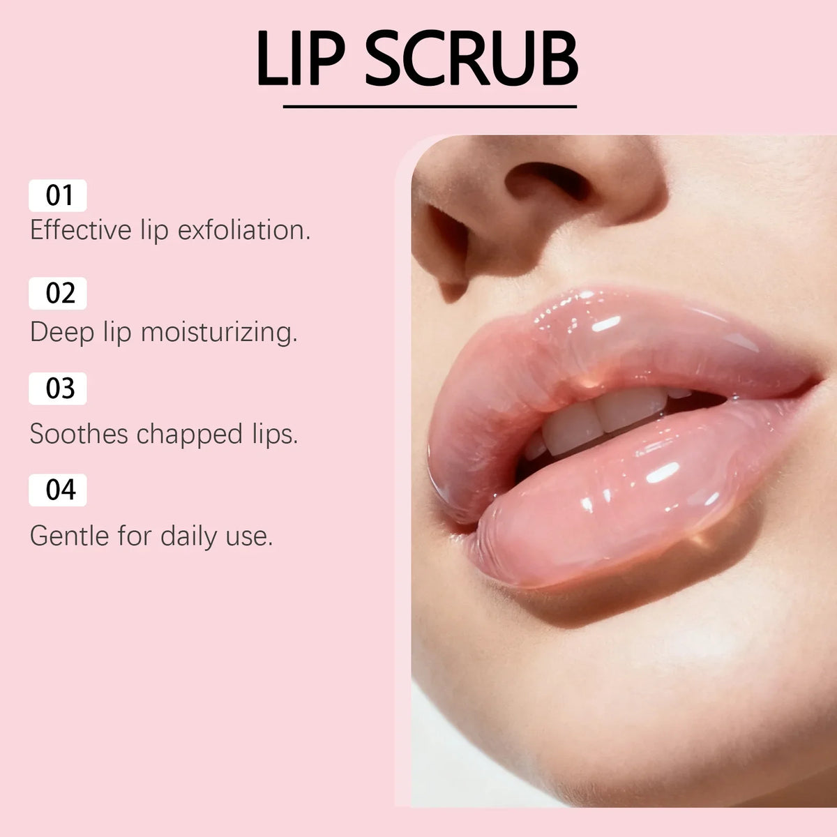 Blushimmer EELHOE Strawberry Lip Scrub with fresh strawberries and exfoliating beads for smooth, moisturized lips.