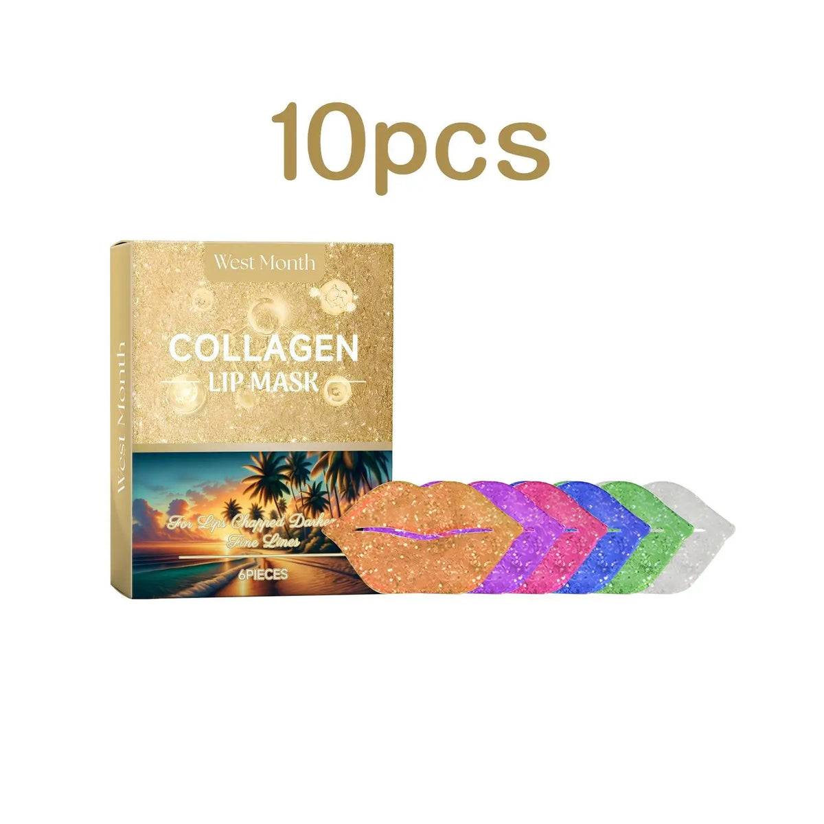 West&Month collagen lip mask by Blushimmer, 6pcs, hydrating and firming lip treatment with nourishing, anti-dryness properties.