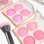 Blushimmer 3-piece matte blush powder set in four soft colors, perfect for natural, three-dimensional face makeup application.