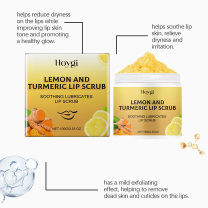 Blushimmer Hoygi 100g turmeric lemon lip scrub with natural exfoliating texture for moisturizing and nourishing chapped lips