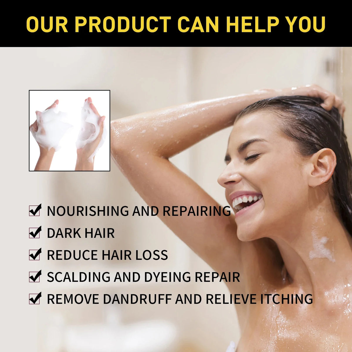 EELHOE Brown Hair Dyeing Shampoo Lasting Coloring Deeply Nourishing Reduce Breakage Promote Scalp Health Hair Dyeing Shampoo