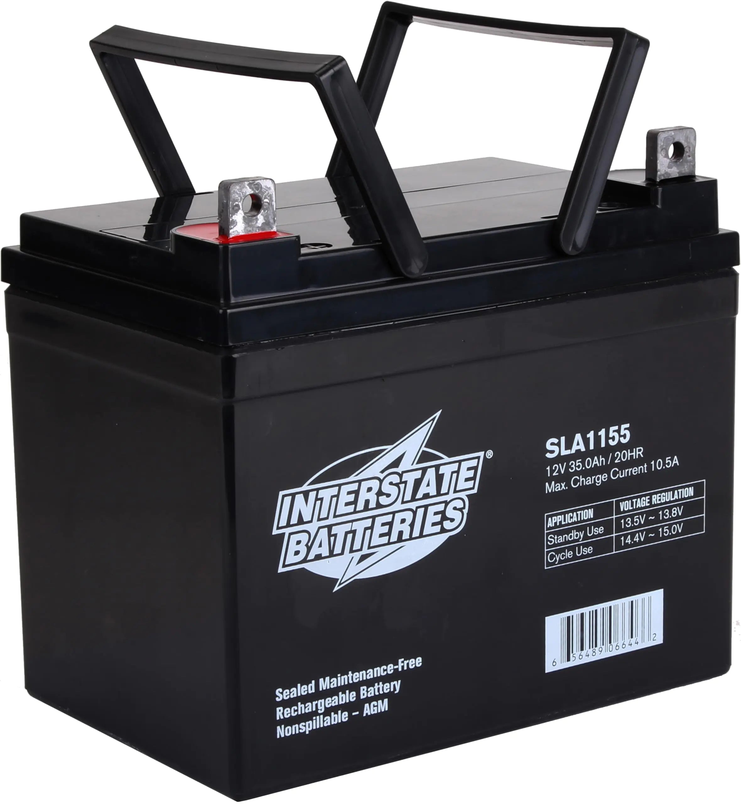 Interstate Batteries 12V 35Ah Battery (Flag Terminal) SLA AGM VRLA Rechargeable Replacement for UPS Backup Power Emergency Lighting Lawn Mower Solar Power (SLA1155)