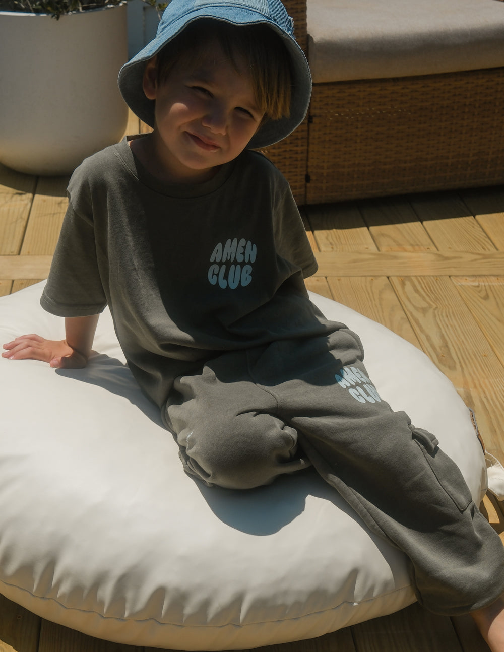 Kids cargo sweatpant from Amen Club by Elevated Faith featuring a comfortable, casual design with multiple pockets.