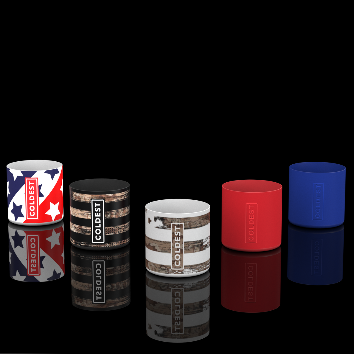 Set of five Coldest Boots accessories featuring durable, insulated designs suitable for cold weather conditions.