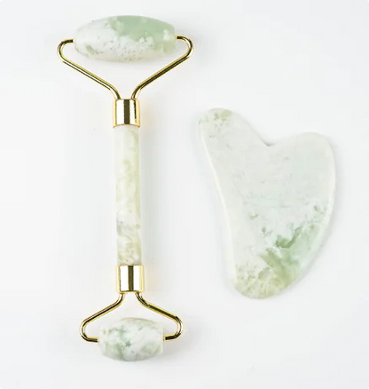 110G White Jade Gua Sha and Facial Roller Set for Radiant Skin and Natural Wellness