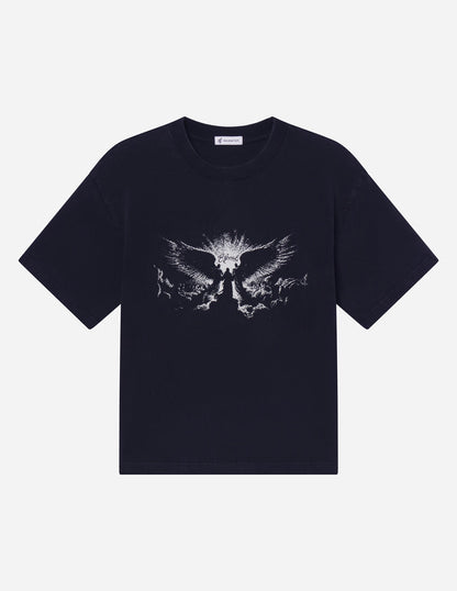 Elevated Faith Angels Heavyweight T-Shirt featuring a graphic angel design on soft, durable fabric for casual wear.