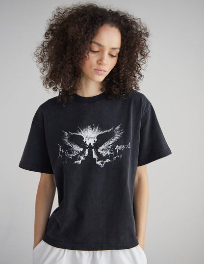 Elevated Faith Angels Heavyweight T-Shirt featuring a comfortable fit and angel graphic design on soft fabric.